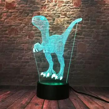 

Cool 3D Illusion Led Lamp 7 Colors Change Nightlight Tyrannosaurus Model Flash Jurassic Park Dragon Animal Figure Toys