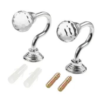 

2 x Crystal And Chrome Tie Back Hooks - Ideal For Designer Fabric Curtains L0823
