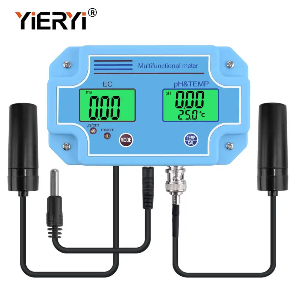 Yieryi цифровой светодиодный PH и EC 2 в 1 Высокоточный PH-2981 контроль качества воды для питьевой воды, бассейна, лаборатории