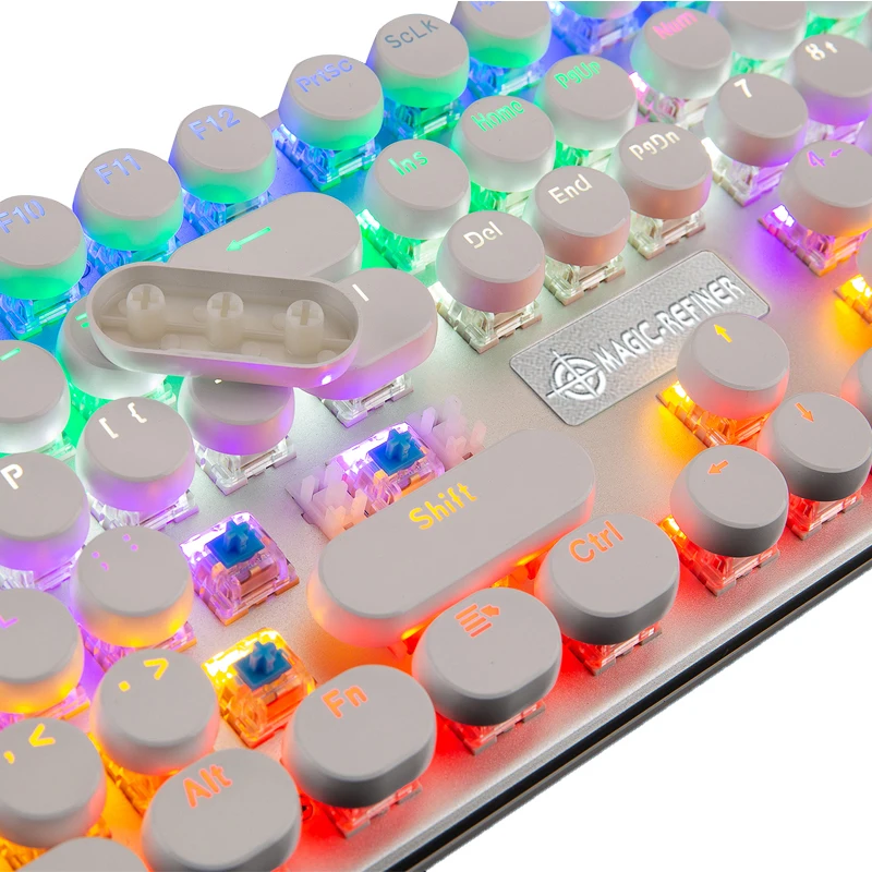 Механическая клавиатура 1505 RGB в стиле ретро круглые подвесные клавиши 108 игровая