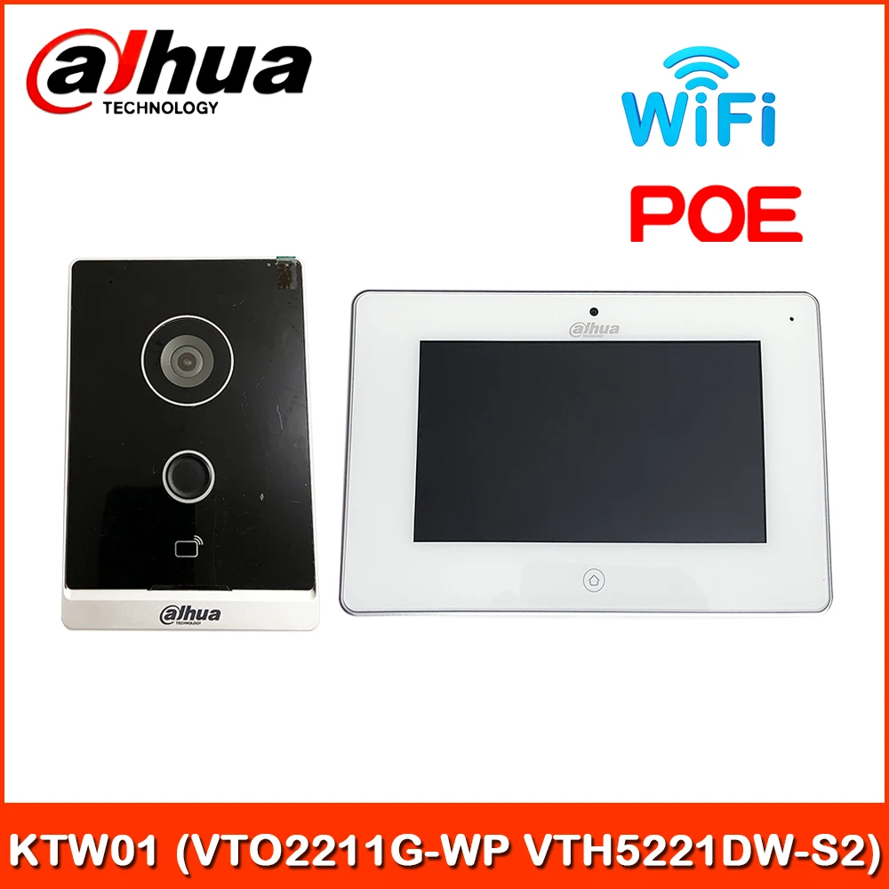 Dahua Video Intercoms KTW01 IP Villa Wi-Fi дверная станция и Крытый монитор DHI-VTO2211G-WP DHI-VTH5221DW-S2 |