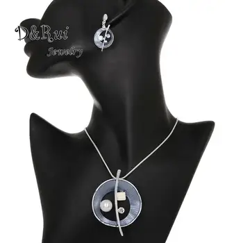 

Fahsion Pearl Pendants Necklaces Jewelry Sets for Women Classic Enamel Alloy Friendship Snake Chain Necklace Set Mother Chocker