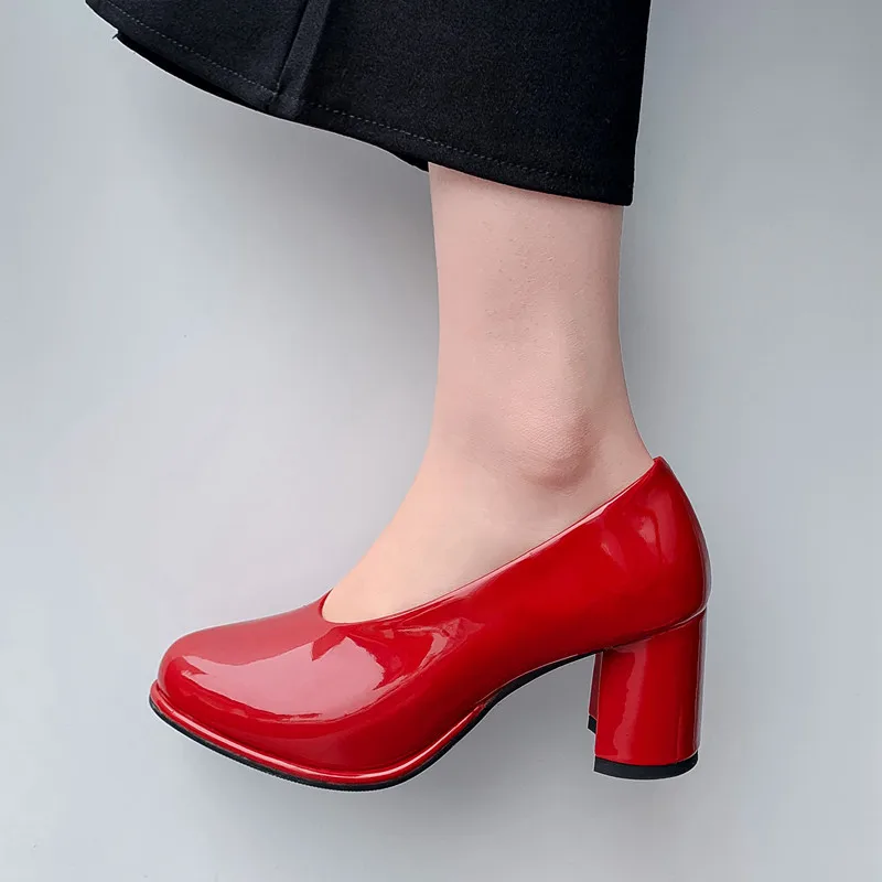 ASUMER new arrival spring autumn women pumps round toe square high heels single shoes simple party wedding shoes woman