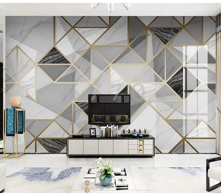Пользовательские фото обои геометрический мрамор джаз белый современная Фреска Гостиная ТВ диван украшение дома Фон 3D Художественная настенная ткань