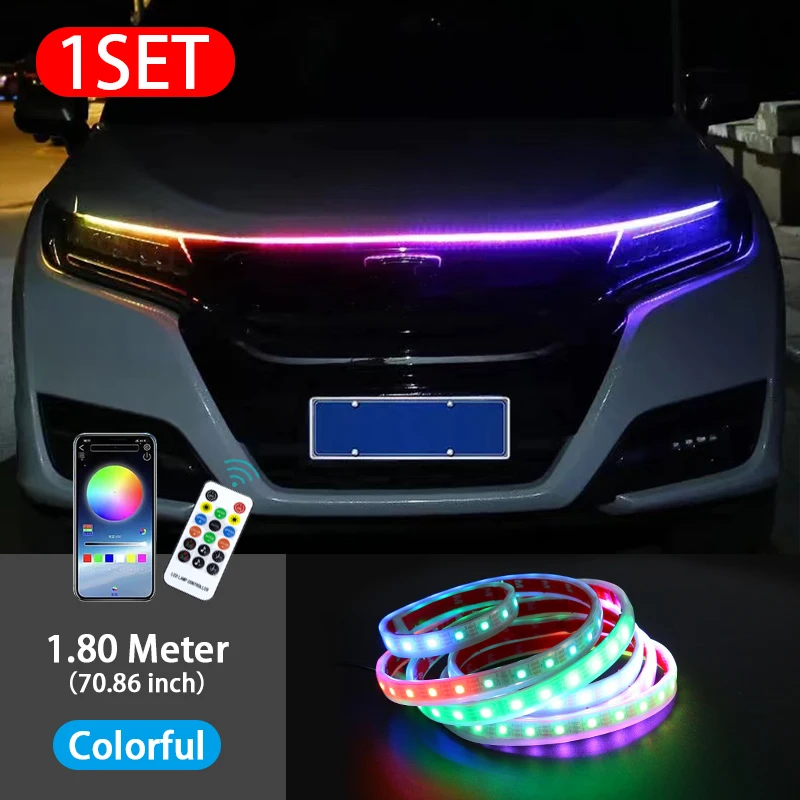 thumbnail image 1 of BLALION - Luz LED de circulación diurna para capó de automóvil, con arranque por escaneo, impermeable, flexible, guía para capó de motor de automóvil, lámpara ambiental decorativa de 12 V, 1 of 5
