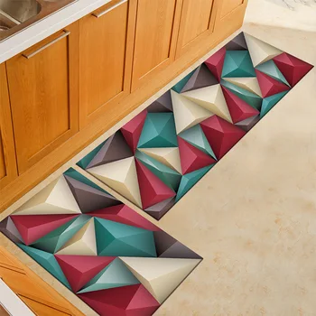 

Printed Non-slip Water Absorption Kitchen Mat Set Dirty-proof Long Carpet Hallway Doormat Bedside Floor Mat Bathroom Rugs
