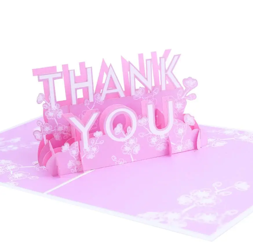  10pcs THANK YOU Handmade Kirigami Origami 3D Pop UP Greeting Cards Invitation card For Christmas We - 4.00034E+12