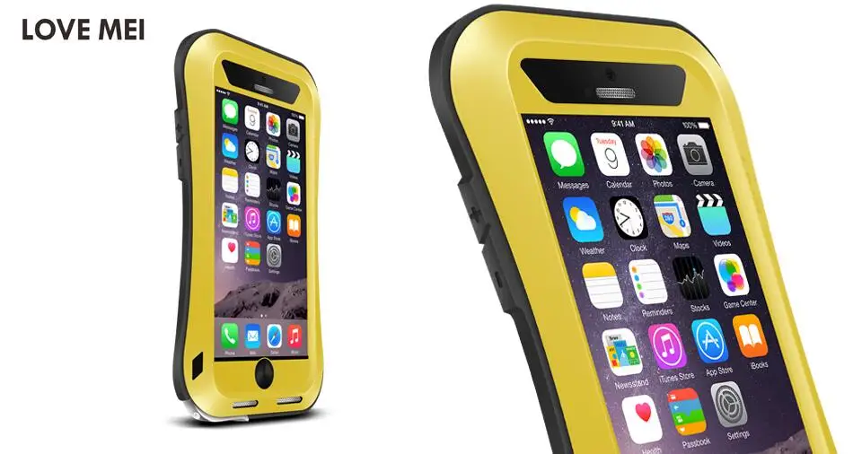 yellow case Любовь Мэй маленькая Талия металлическая Броня чехол для iPhone 6 6s плюс алюминиевая крышка вода/шок/дождь доказательство чехол для iPhone6 6plus 6s плюс - Цвет: yellow case