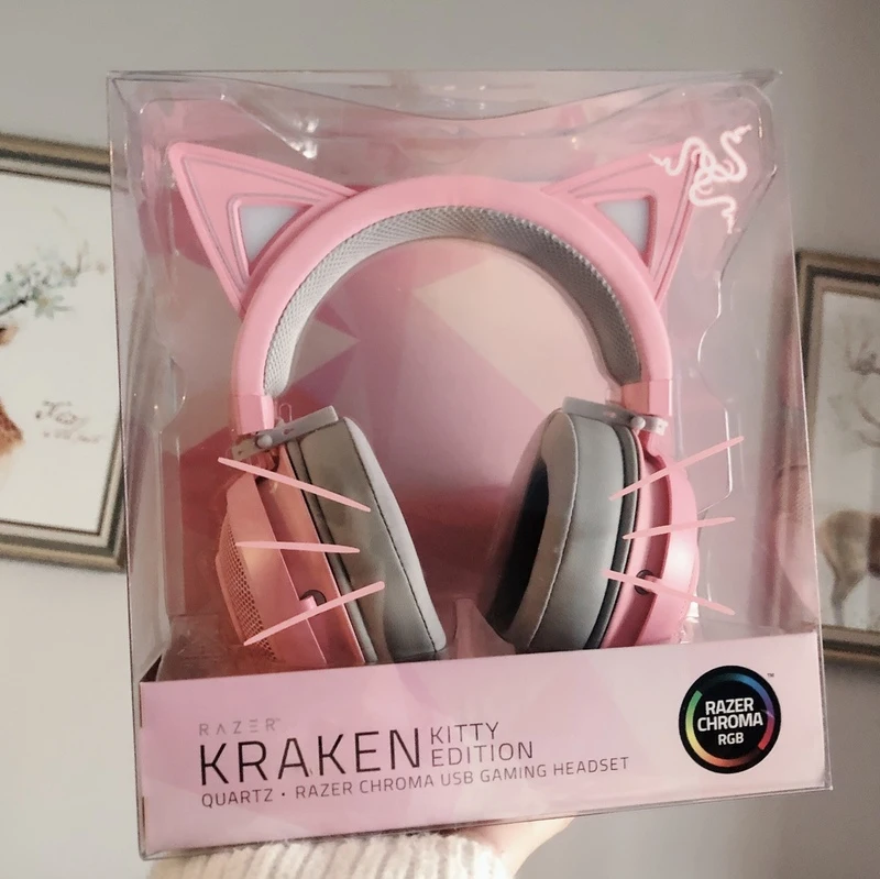 Headphone Gaming Kristal Merah Muda 