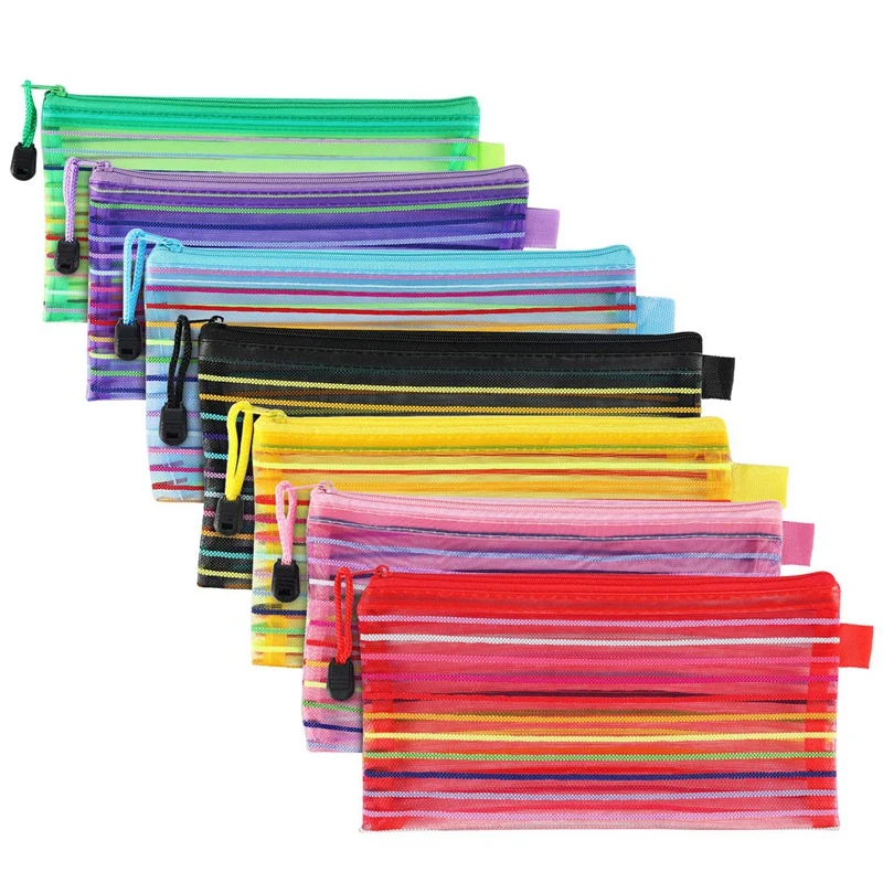

A6 Zipper Mesh Pouch, Colorful Pencil Pen Bag Document Bag Storage Pouch for Travel Makeup, Offices Supplies, Travel Accessories