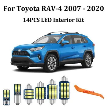 

14Pcs White Canbus led Car interior lights Kit for Toyota Rav4 RAV-4 2007 - 2017 2018 2019 2020 led Dome Map Door Trunk lights