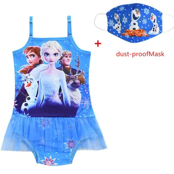 

New Toddler Infant Child Kid Baby Girls Colorful Elsa Queen Tassel Bikini Set Swimsuit Swimwear Bathing Swimsuit +dust-proofMask