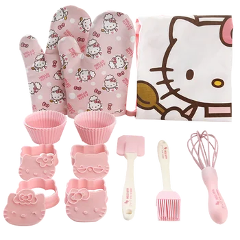 

HELLOKITTY children's parent-child baking tool set apron glove egg-making device brush spatula pastry mold 6 to 8 pieces per set