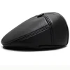 HT2629 Beret Cap Autumn Winter Hats for Men PU Leather Hat Vintage  Ivy Flat Cap Male Thick Warm Berets for Men Beret Hat 3