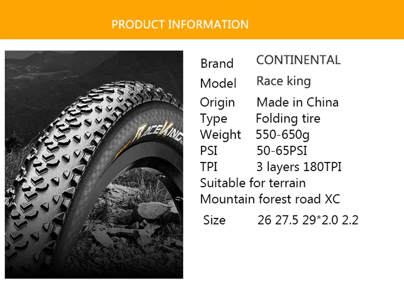 Mountain Bike Folding Tire 26' 27.5'Continetal Foldable Mtb Tyre