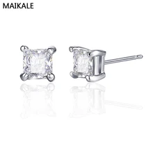 Корейские серьги MAIKALE Squae с кубическим цирконием AAA, покрытые медью золотые серебряные серьги-гвоздики для девочек, гипоаллергенные серьги с иглой
