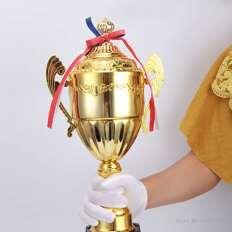Commercial Covered Metal Trophy Universal Trophies  Souvenir Cup Customizable Reward Home Decor Gold, Silver, Bronze, Medal 1Pc