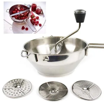 

Professional Stainless Steel Vegetable Mill Manual Food Grinder Dishwasher Safe 3 Grinding Disks Kitchen Tools