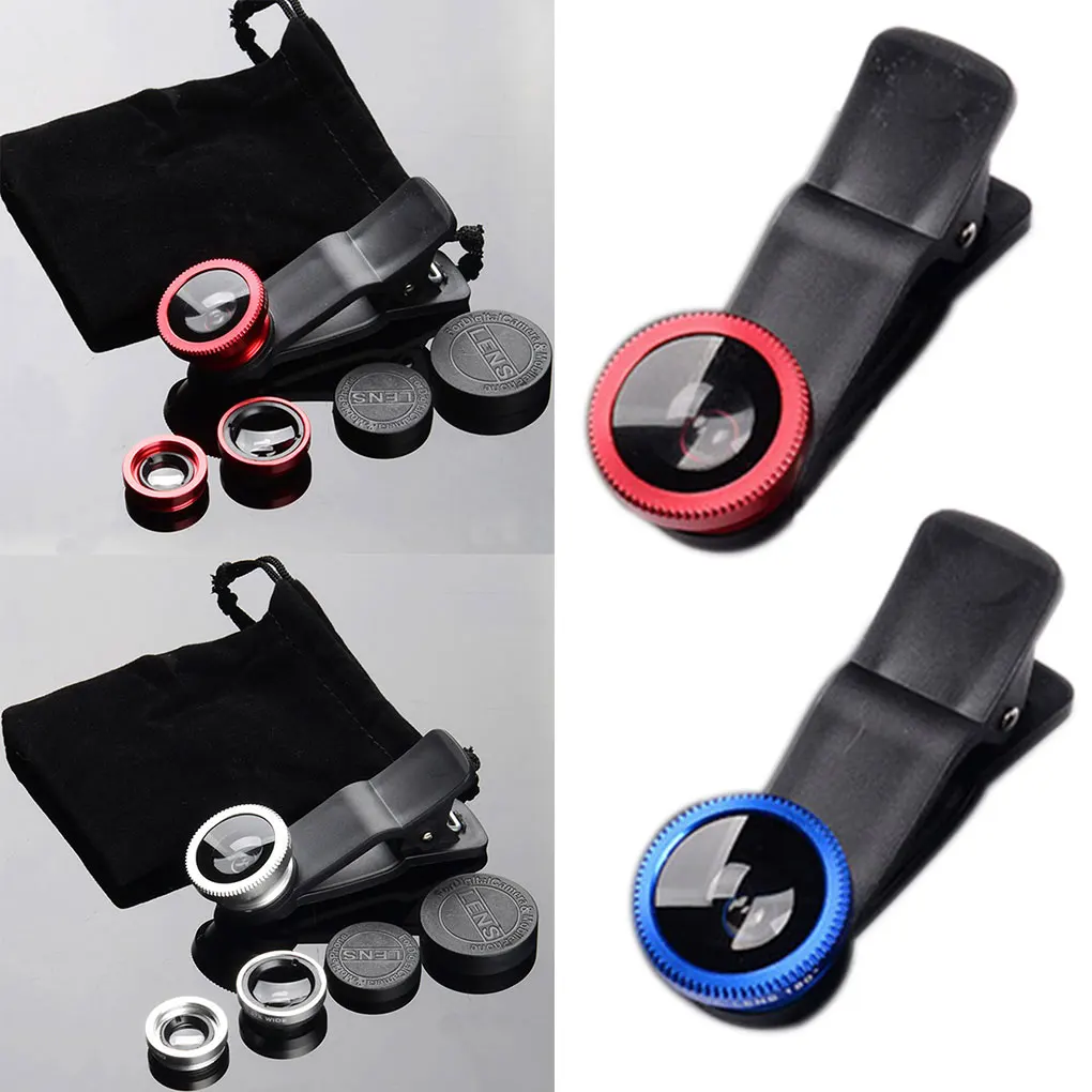 Kit Obiettivo Clip-On Per Fotocamera Universale Per Smartphone 3 In 1 Obiettivo Fish Eye A 180 ° Obiettivo Macro Grandangolare 0,67X Obiettivo Per Fot