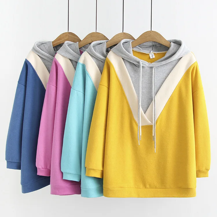 TUHAO размера плюс 4XL 3XL женские толстовки осень зима Лоскутная Толстовка женские свободные толстовки уличная толстовка пуловеры LZ19
