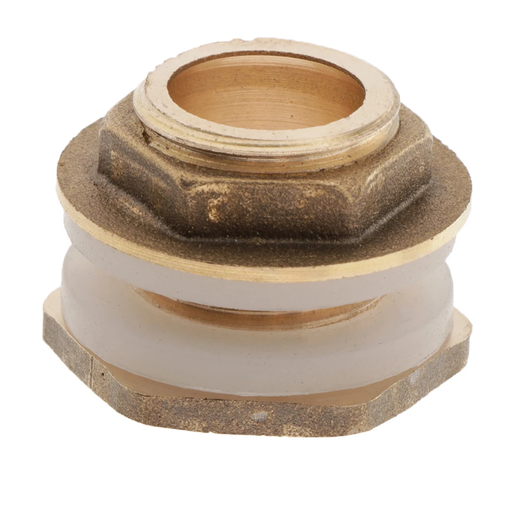 Brass Water Tank Connector Bulkhead Fitting with Rubber Ring Water Pipe Connector M1/2'' M3/4'' M1'' DN15 24mm