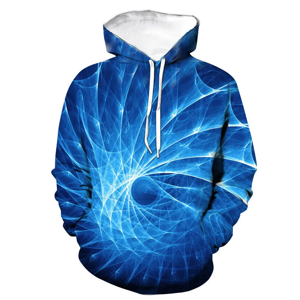 

3D Personality Men/Women Colorful Tie Dye Hoodies Sweatshirt Casual blue Swirl Pattern sweatshirts Tops Crewneck Hip Hop Clothes
