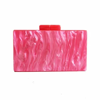 

Pearl Hot Dark Pink Women's Designer Luxury Handbag Fashion Mirror PVC Acetate Box Clutches Handbags Shoulder Messenger Bag