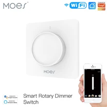 Nowy WiFi inteligentny obrotowy wyłącznik ściemniacza jasność pamięć inteligentne życie/pilot aplikacji Tuya działa z Alexa Google EU