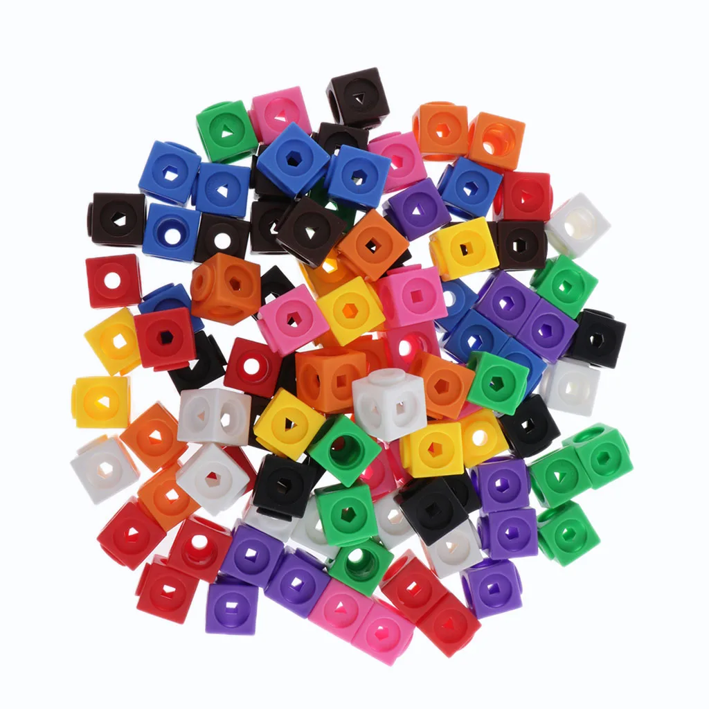 Interlocking Math Link Cubes Blocks Set of 100pcs Kids Early Counting Toys