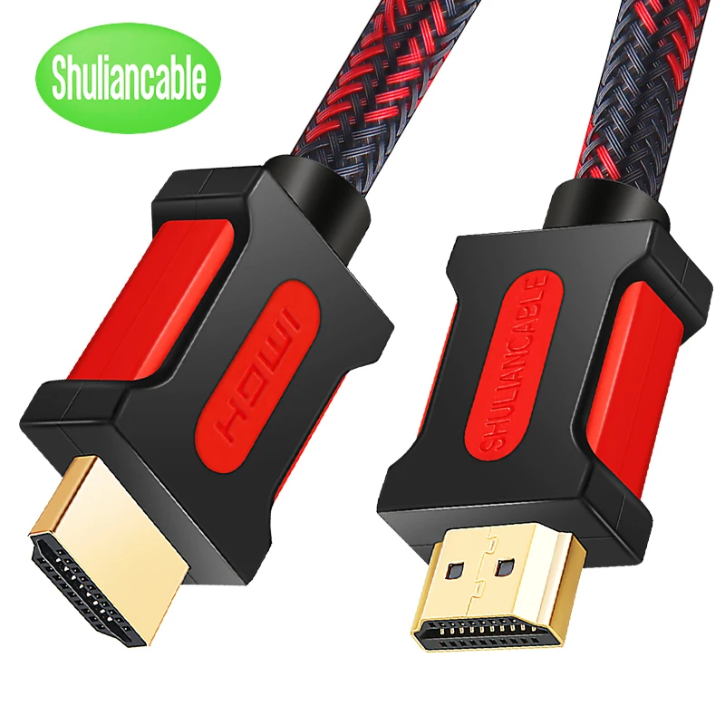 Shuliancable длинный HDMI кабель 5 м 10 15 20 нейлоновый плетеный hdmi 1080P 3D позолоченный