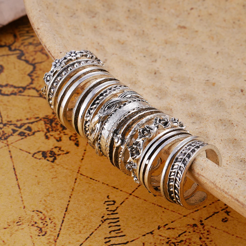 Charm Ring-Set Geometry Bohemian-Rings Fashion Jewelry Crystal Rhinestone-Drops Boho