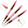 Rose Gold Dual-ended Silicone Head Nail Art Dotting Pen Crystal Rhinestone Picker Tools Wax Pencil Nails Brush Manicure Tools 2