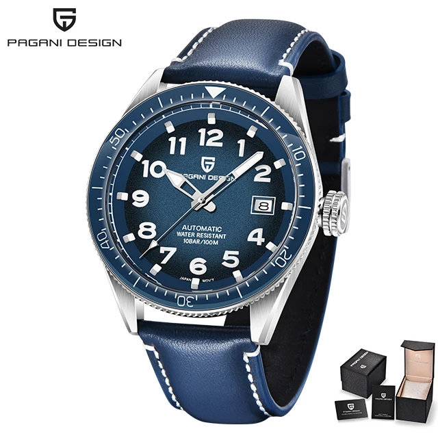 PAGANI DESIGN Luxury Men's Mechanical Wristwatch Top Brand NH35A Movement Blue Automatic 100M Waterproof Watch Relogio Masculino 