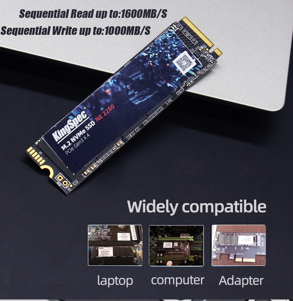 Disco Solido SSD Interno KingSpec Gamer M.2 NVME PCIe 128GB-1TB