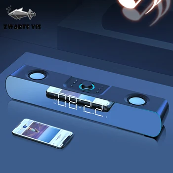 

For Family Living Room Bluetooth Speaker Mini Mirror Computer Speaker Subwoofer Desktop Laptop TV Speaker USB Clock Bluetooth5.0