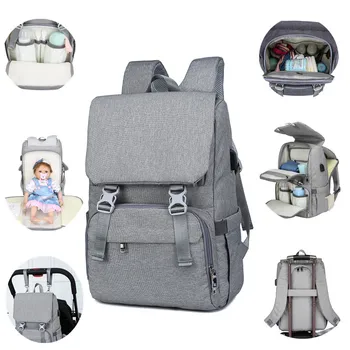 

New Style Mummy Backpack Multi-functional USB Large-Volume Diaper Bag Mommy Bag Multi-functional Large-Volume