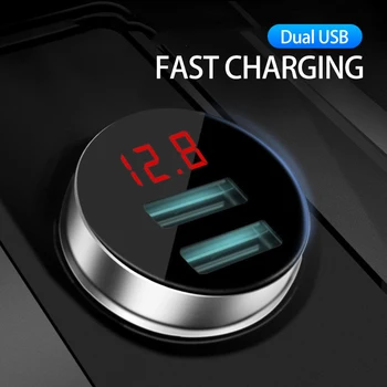 

Car Accessories Interior Car Charger For Mobile Phone Fast Charger Digital LED Voltage Display Usb Charger For Samsung IPhone