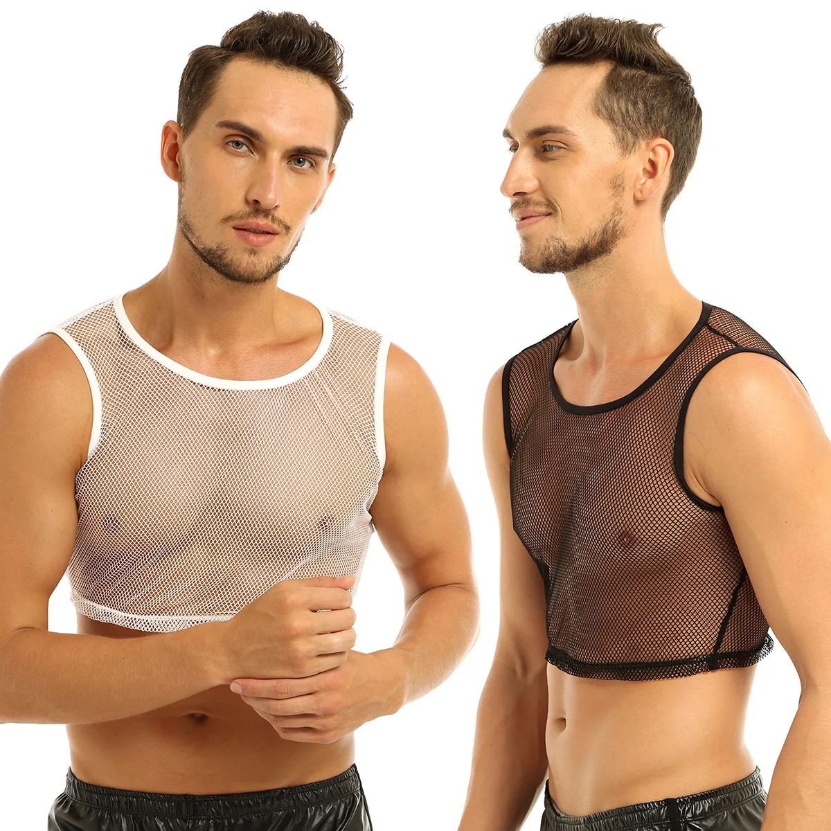 Men See through Underwear Muscle T-shirt Tank Crop Tops Vest Slim Fit Undershirt 