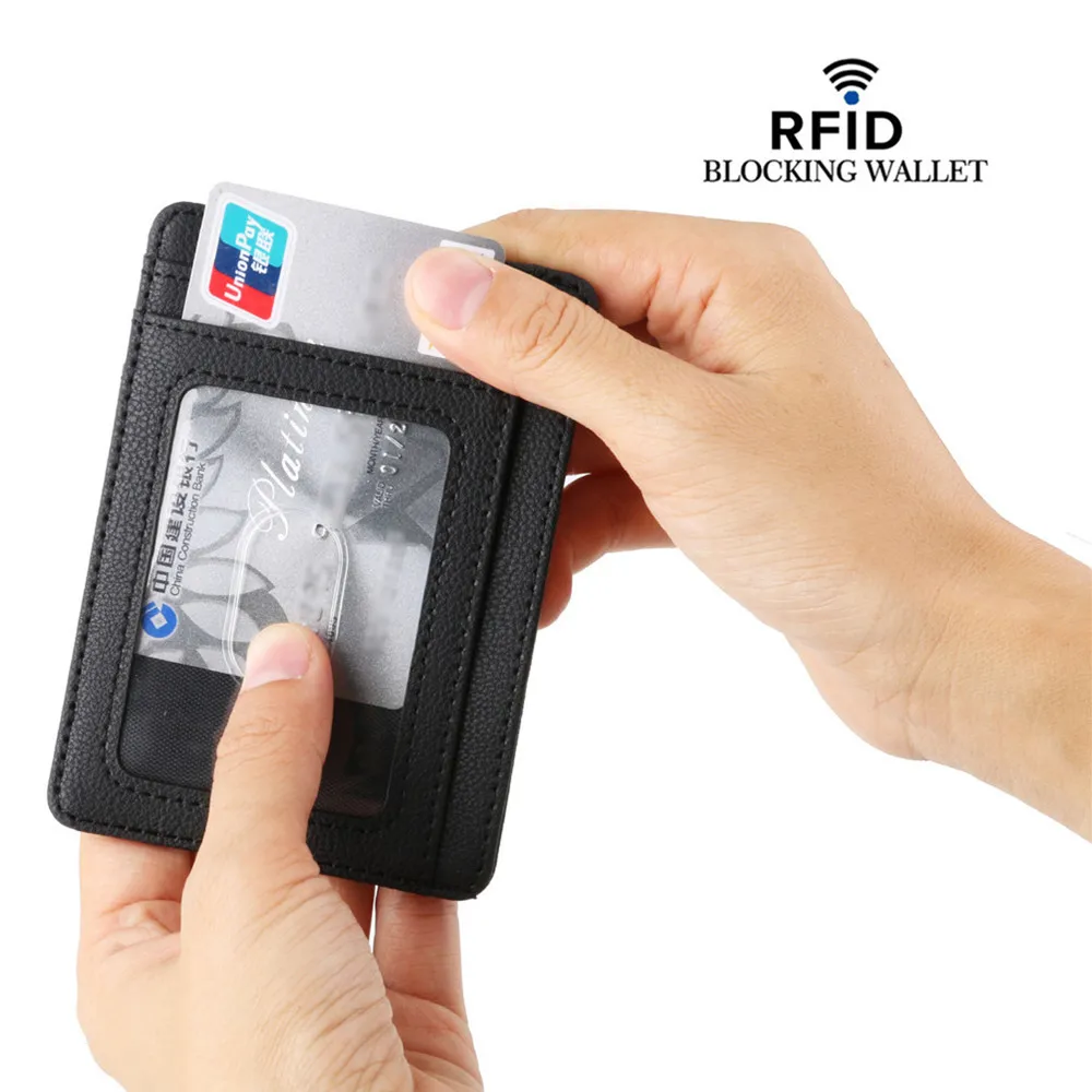 100PCS Slim RFID Blocking PU Leather Wallet Credit ID Card Holder Purse Money Case for Men Women Fashion Cards Bag