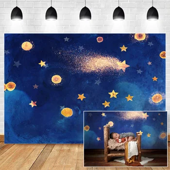 

Galaxy Theme Neeborn Baby Birthday Photography Background Universe Space Stars Decoration Photocall Background Photo Studio