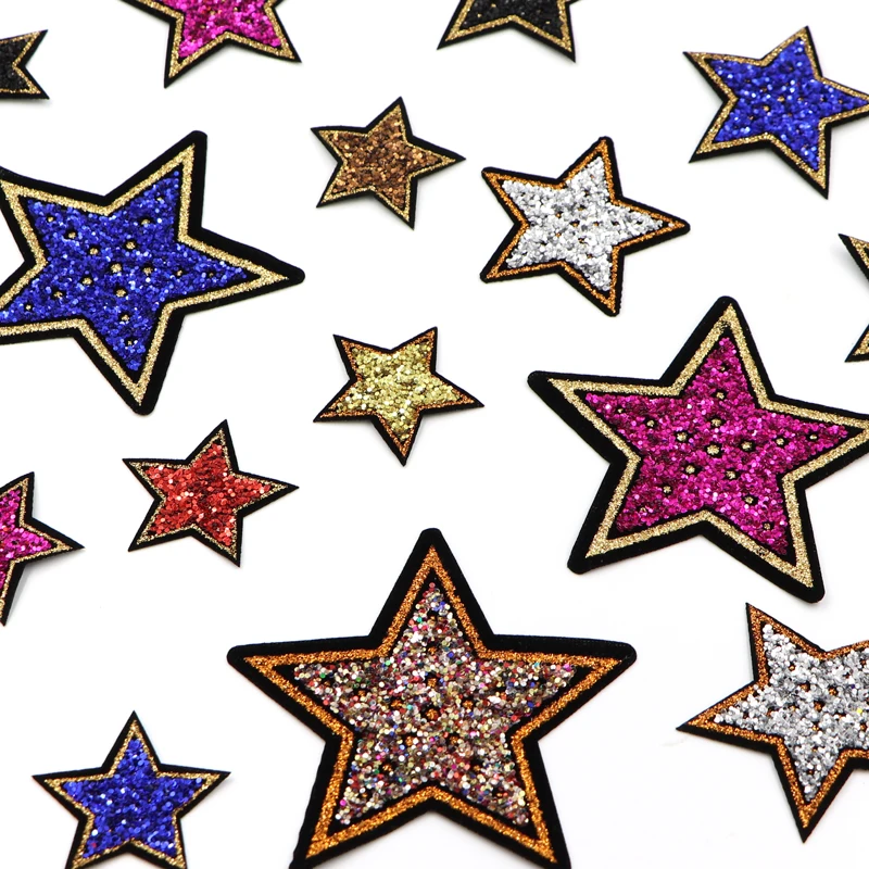 Fashion Sequined Colorful Star Patch Iron On Sew On star Stickers for Clothes Jeans Appliques