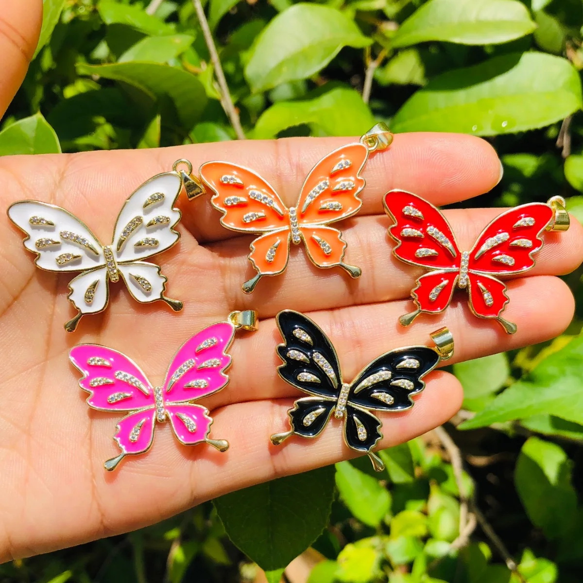 

5pcs Colorful Butterfly Charms for Women Bracelet Making Brass Pendants for Necklace Bangle Jewelry Creation Accessory Wholesale