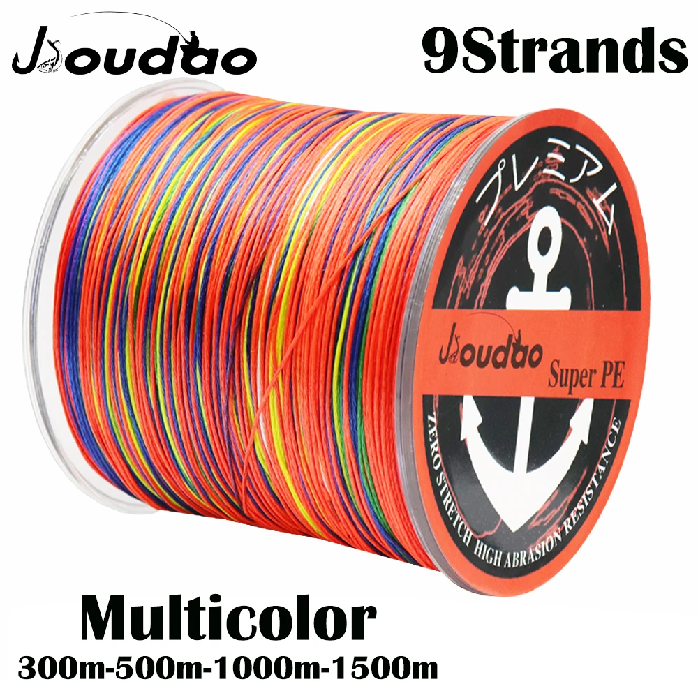 Jioudao Fishing Line W9 300M 500M 1000M 1500M 9 Fili Multicolor Intrecciato Fishing Line Multifilamento Pe Fish Wire 20Lb-200Lb