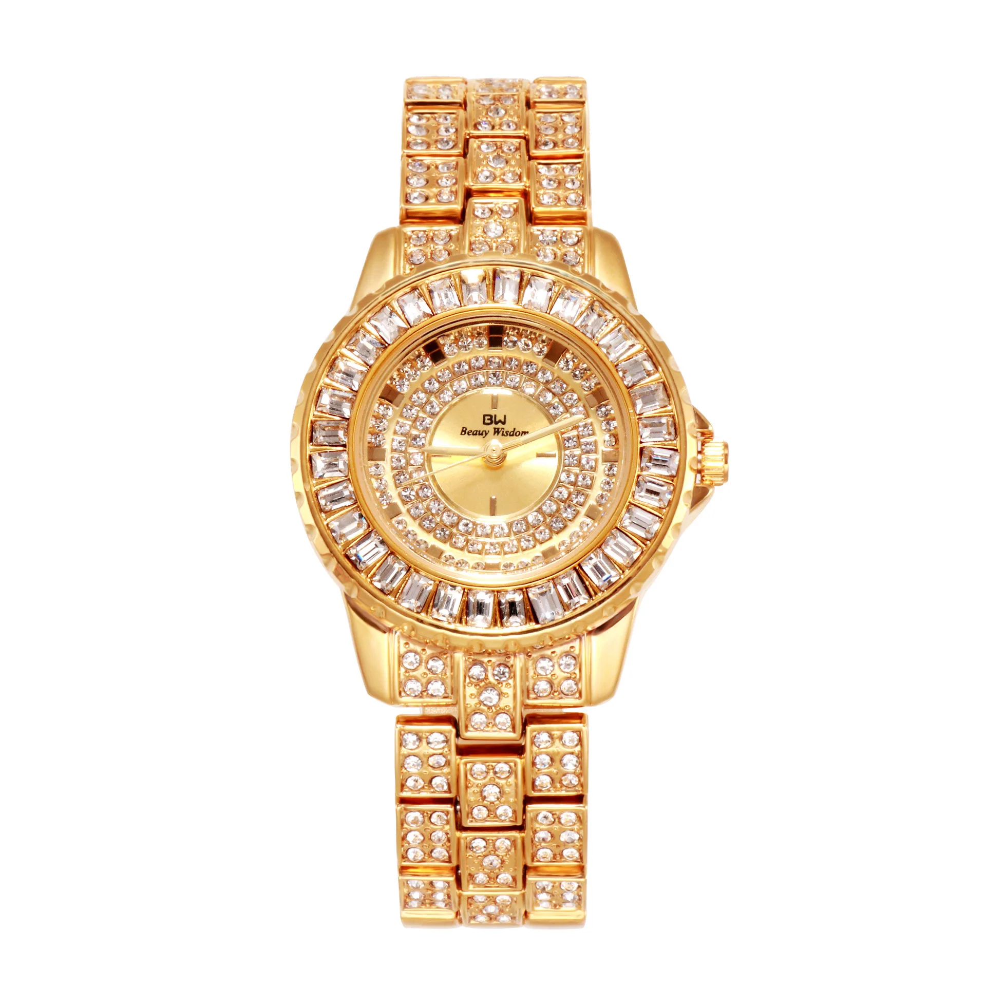 

BW New Style Hot Sales Manufacturers Direct Selling Set Top Grade Full of Crystals Square Crystal Bracelet Watch WOMEN'S Watch Q