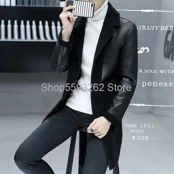 

Men's casual fur one leather men's slim motorcycle leather PU leather jacket men's jacket