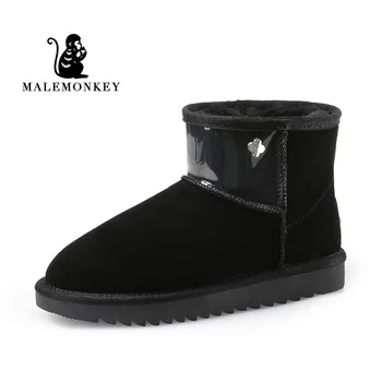 

Women Winter Boots 2020 Black Pink Warm Genuine Cowhide Leather Ankle Snow Boots Women Shoes Lady Ankle Shoes New