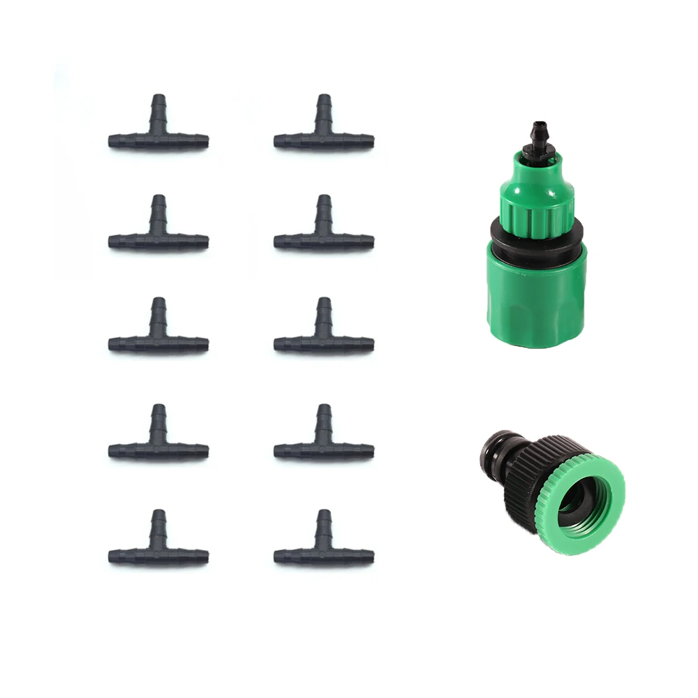Micro Irrigation Tube Drip System Tools Garden Watering Irrigation Kits 20m Hose 10pcs Tee Connector 1pcs Quick Coupling