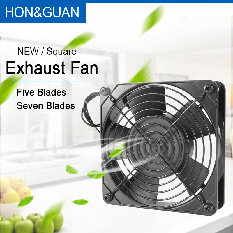 Black metal Square Duct Fan Exhaust Ventilator Ventilation Vent Air for Window Wall Bathroom Toilet Kitchen AC 220V 110V