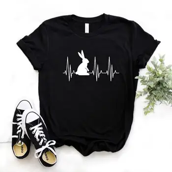 

Bunny Heartbeat rabbit Print Women tshirt Cotton Casual Funny t shirt For Lady Yong Girl Top Tee Hipster Drop Ship S-447