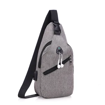 

Crossbody Bags for Men Messenger Bags Pack Casual Chest Bags Waterproof Nylon Single Shoulder Strap USB Charging Chest Bag